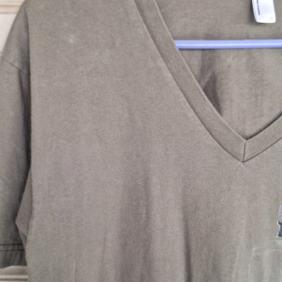 Frenchie Tee SzM Army Green Faux Pocket - Picture 6 of 8